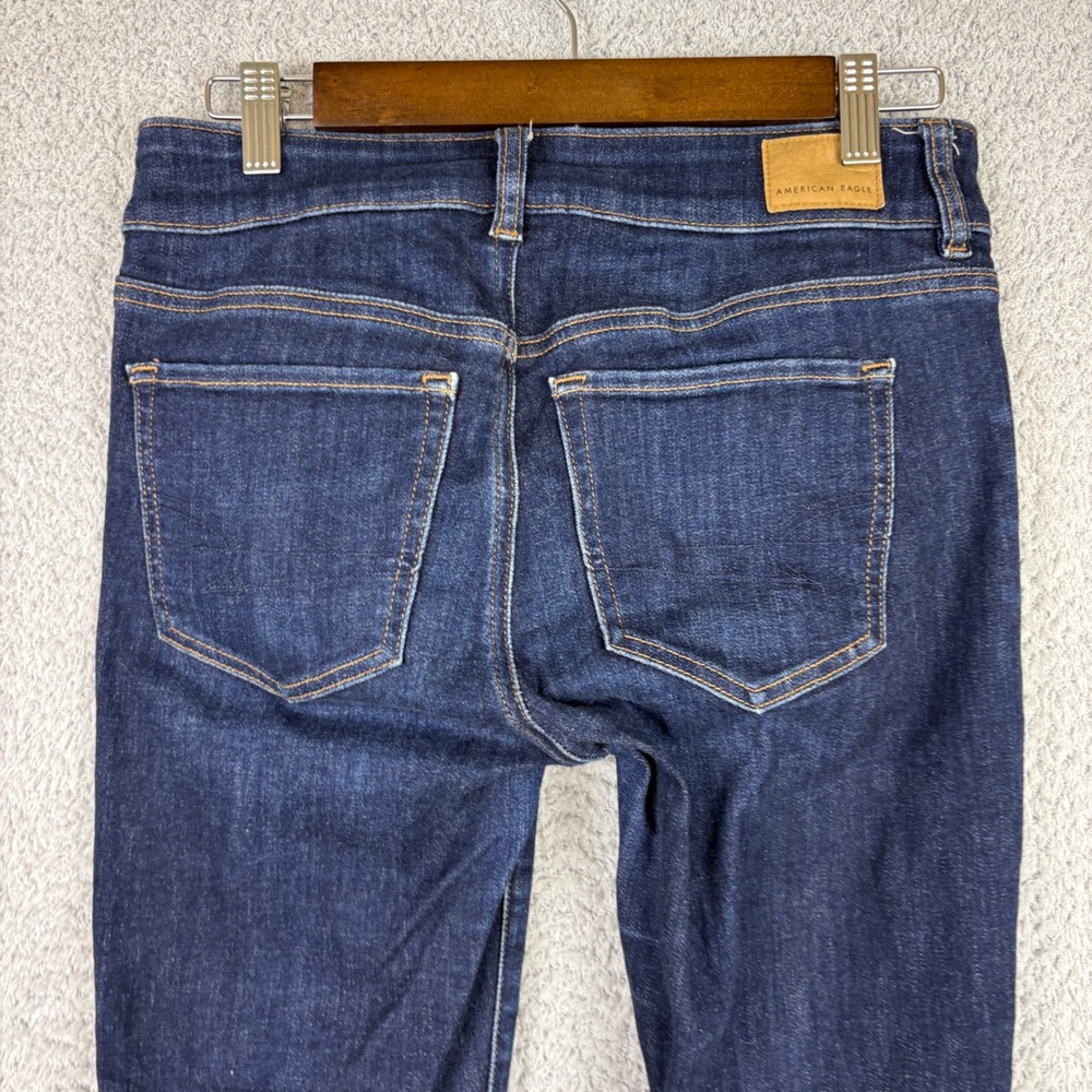 American Eagle Kick Boot Jeans Womens 10 Blue Next Level Stretch Dark Wash Denim - Picture 4 of 9